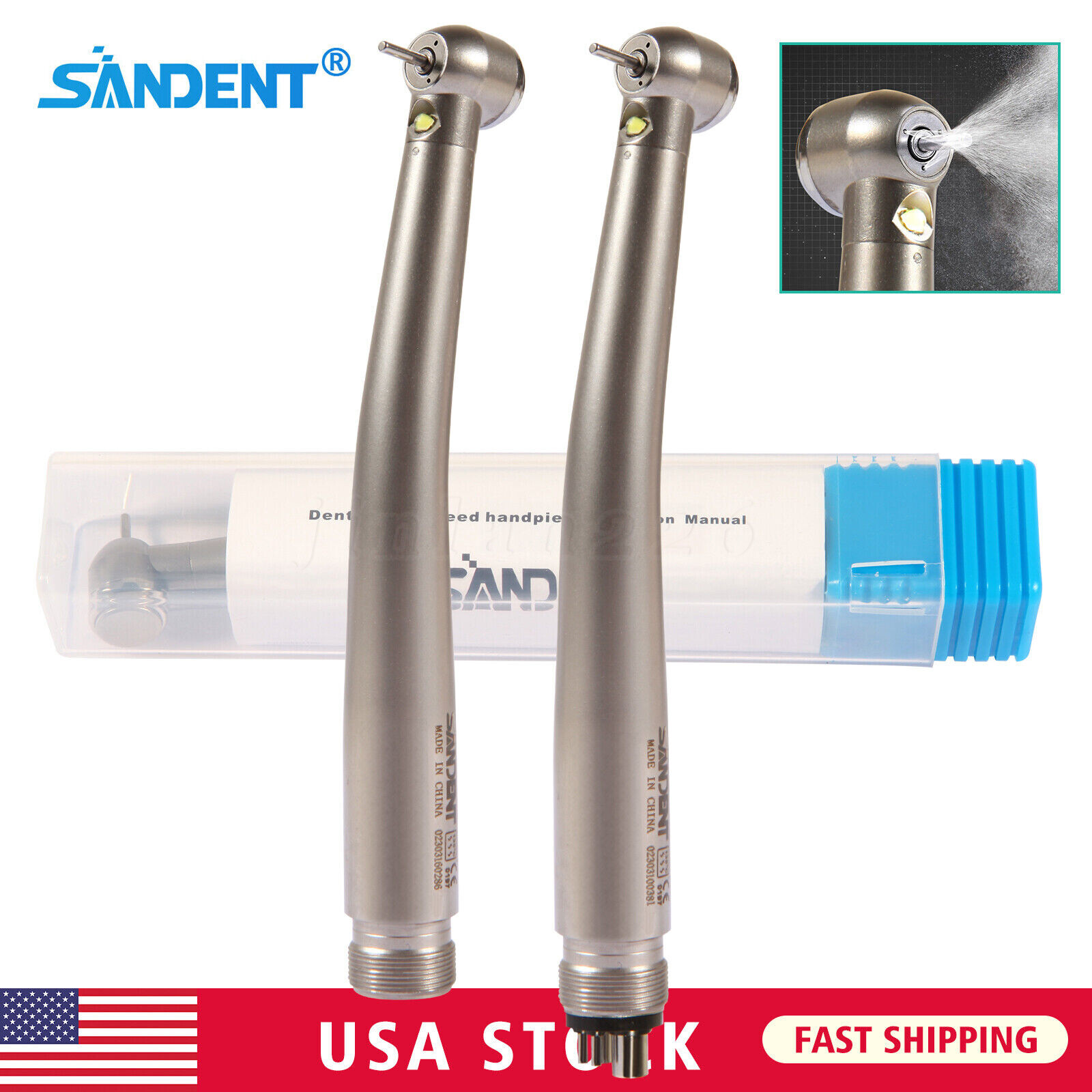 E-generator Dental LED Fiber Optic High Speed Handpiece 2/4hole Drill hand piece