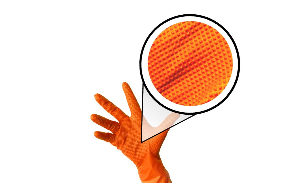 Industrial Powder Free Orange Nitrile Gloves XS to XXL 7.5-8.5mil 10x100pcs/Bx