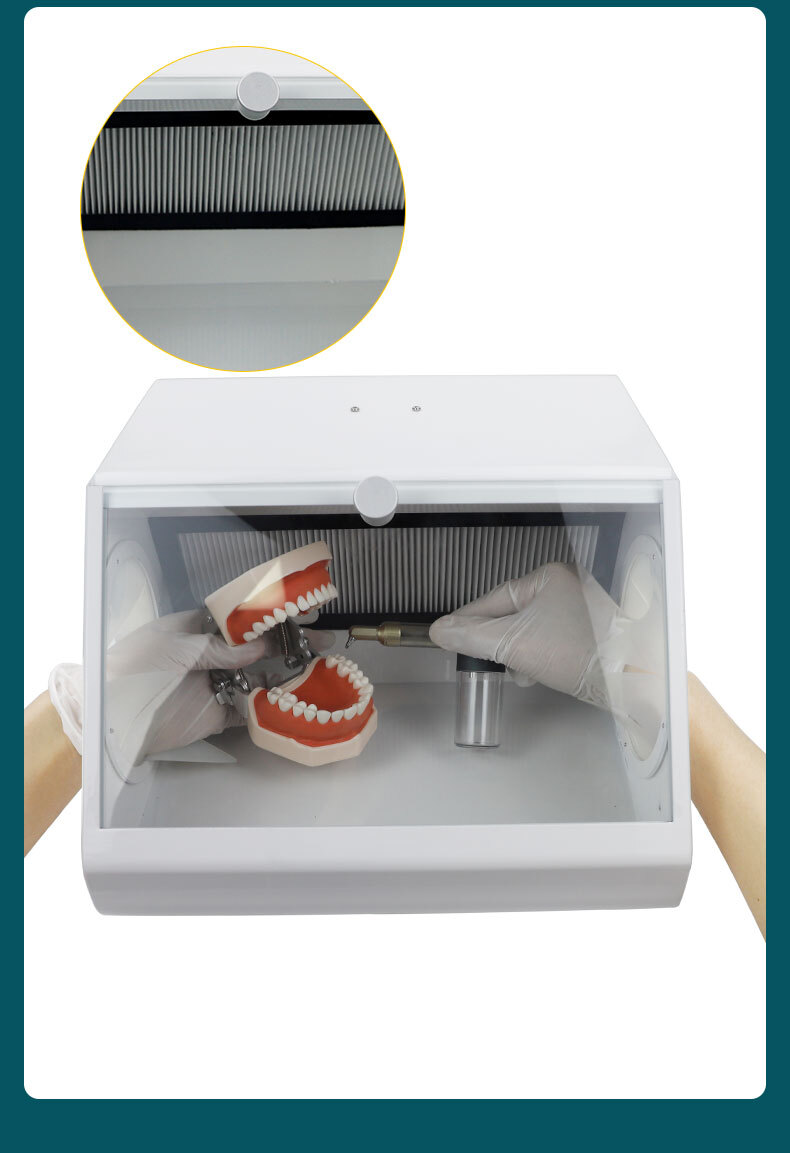 Dental Grinding Polishing Box Lapping Protector Sandblasting Dust-proof Case LED