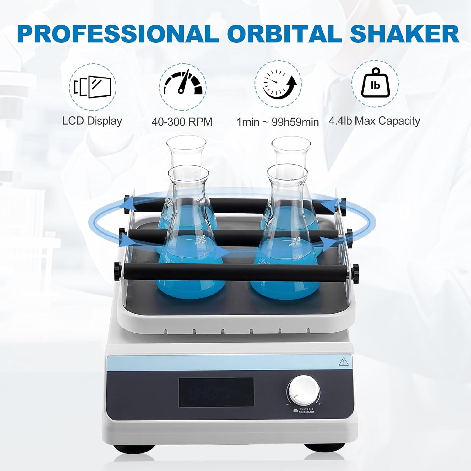 Oscillator Lab Mixer Orbital Shaker timer 40-300RPM 20mm Amplitude LCD Display