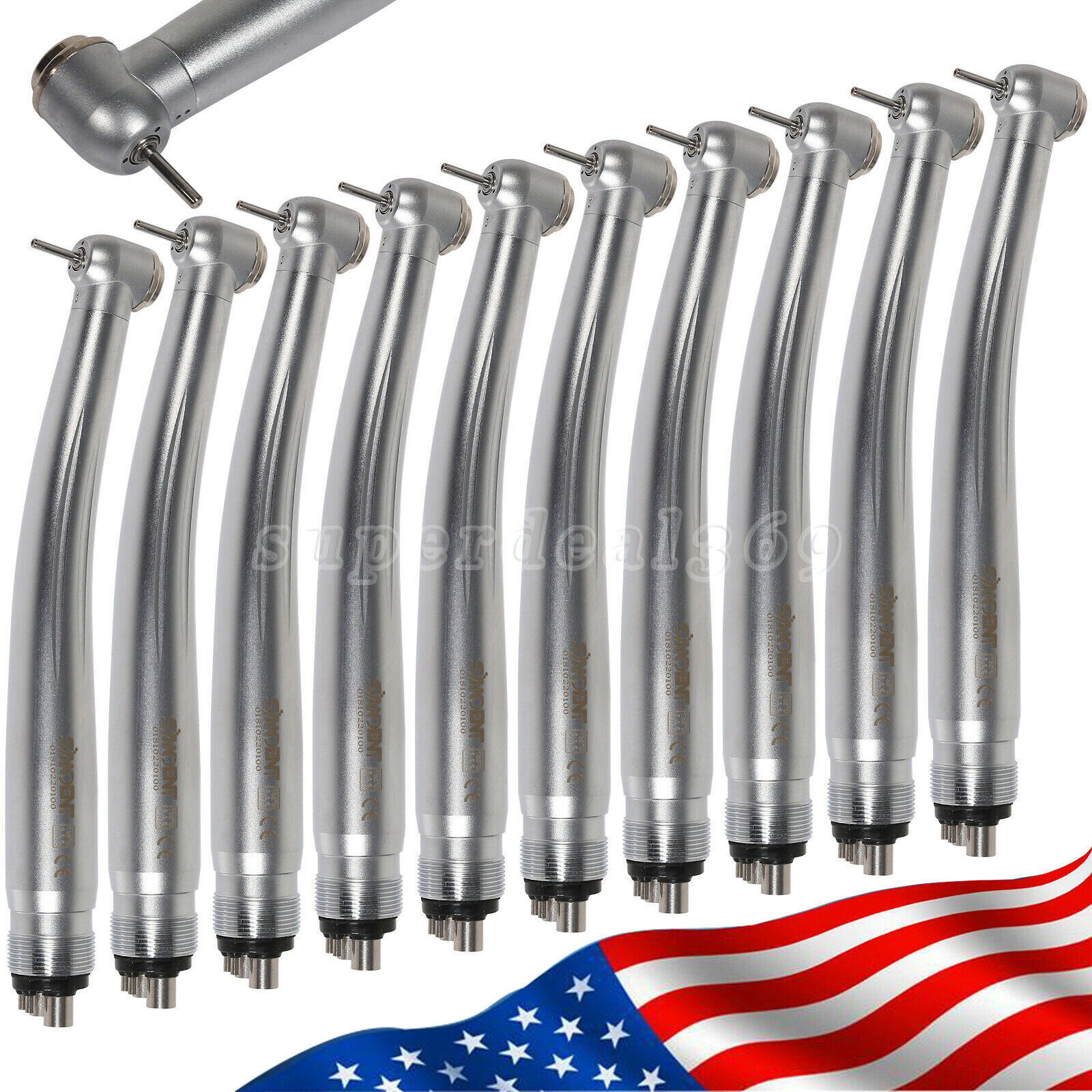 Dental High Speed Handpiece (LED E-generator) Push Button Type 4Hole Fit NSK Or