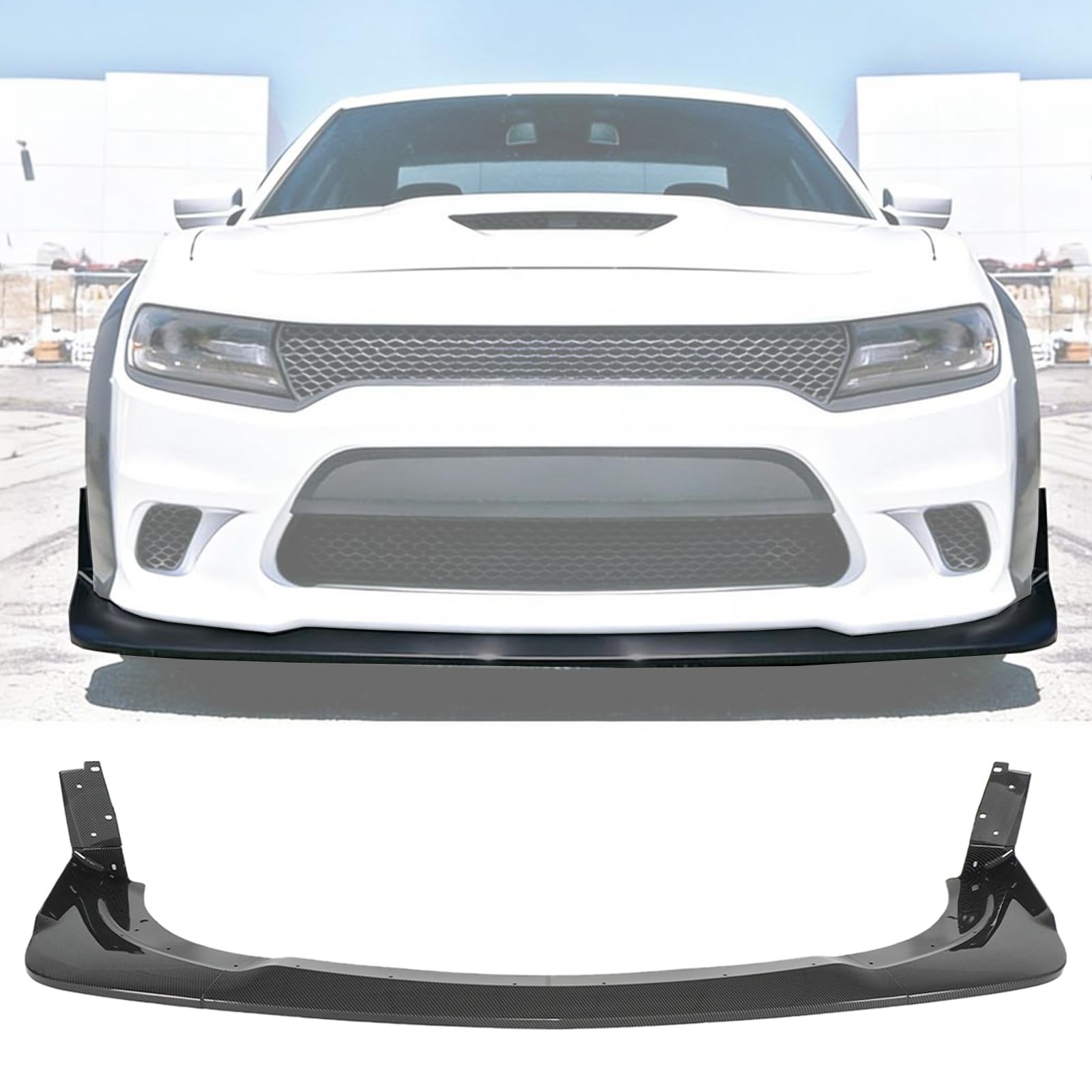 5PCS Front Bumper Lip Spoiler Dodge Charger SRT Widebody 2015-2020 Carbon Fiber