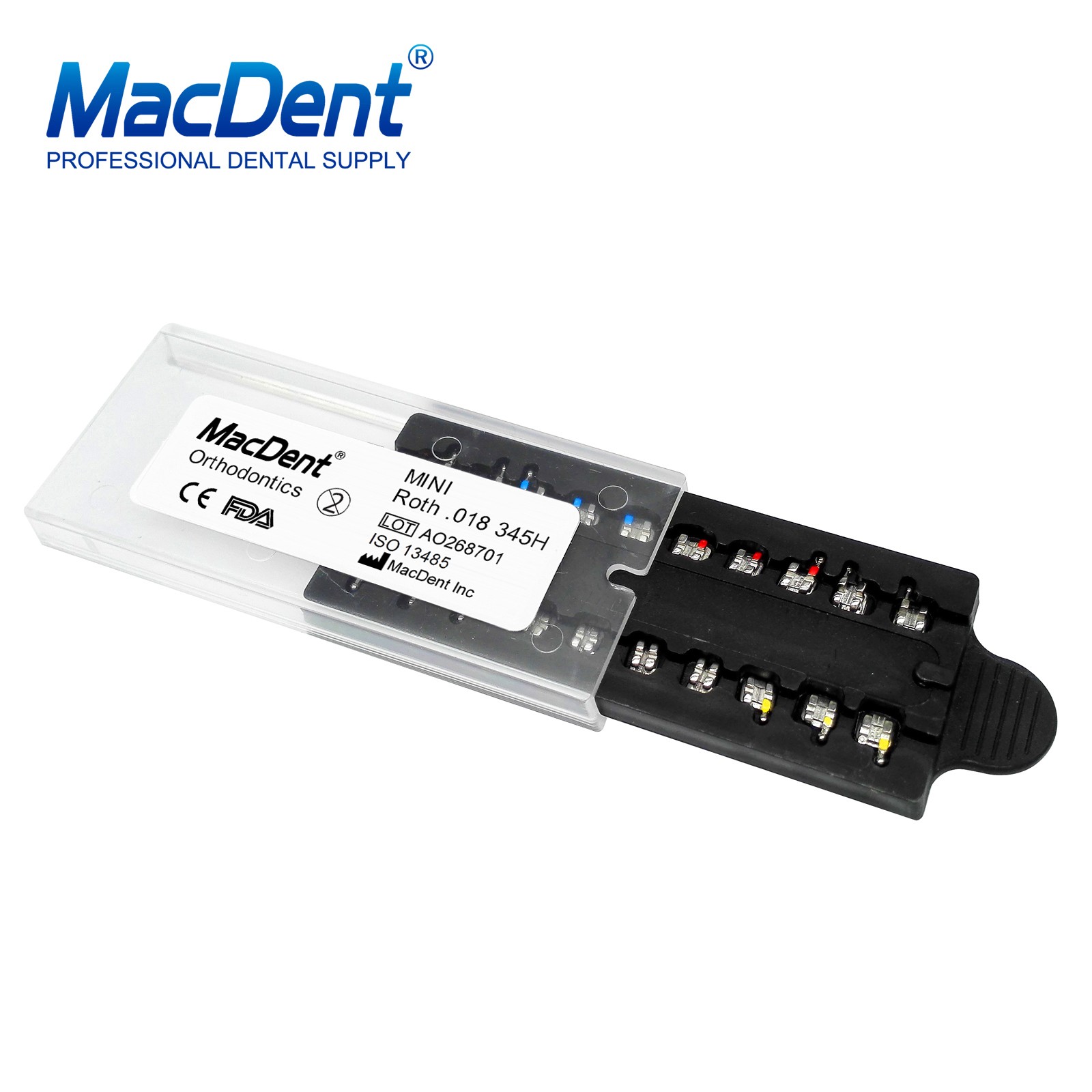 1-50X MacDent Dental Ortho Monoblock Brackets Braces Mini Roth .018 3-4-5 Hooks