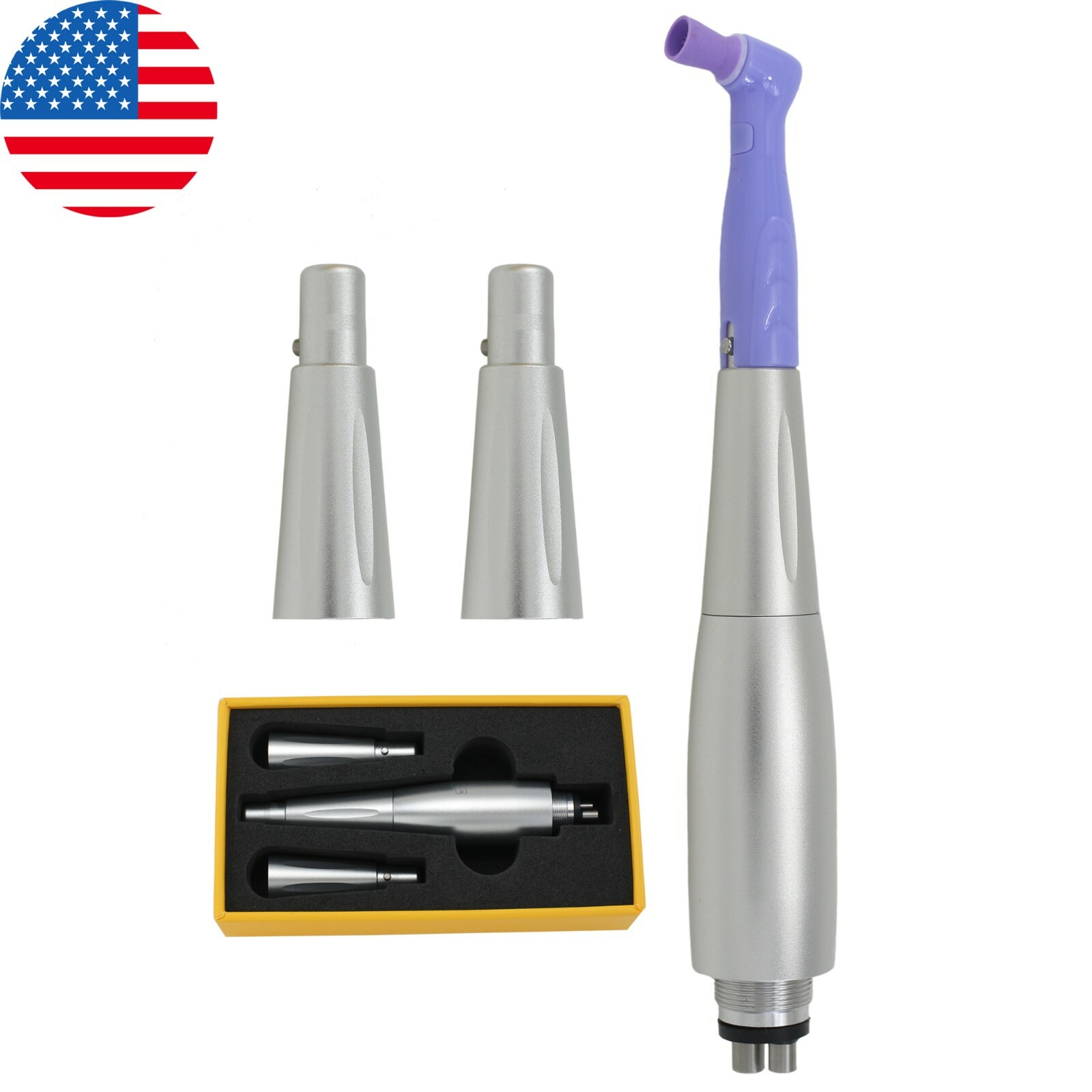 Dental Hygiene Prophy Air Motor Handpiece 3 Nose Cones 4 Holes 360 Degree Swivel