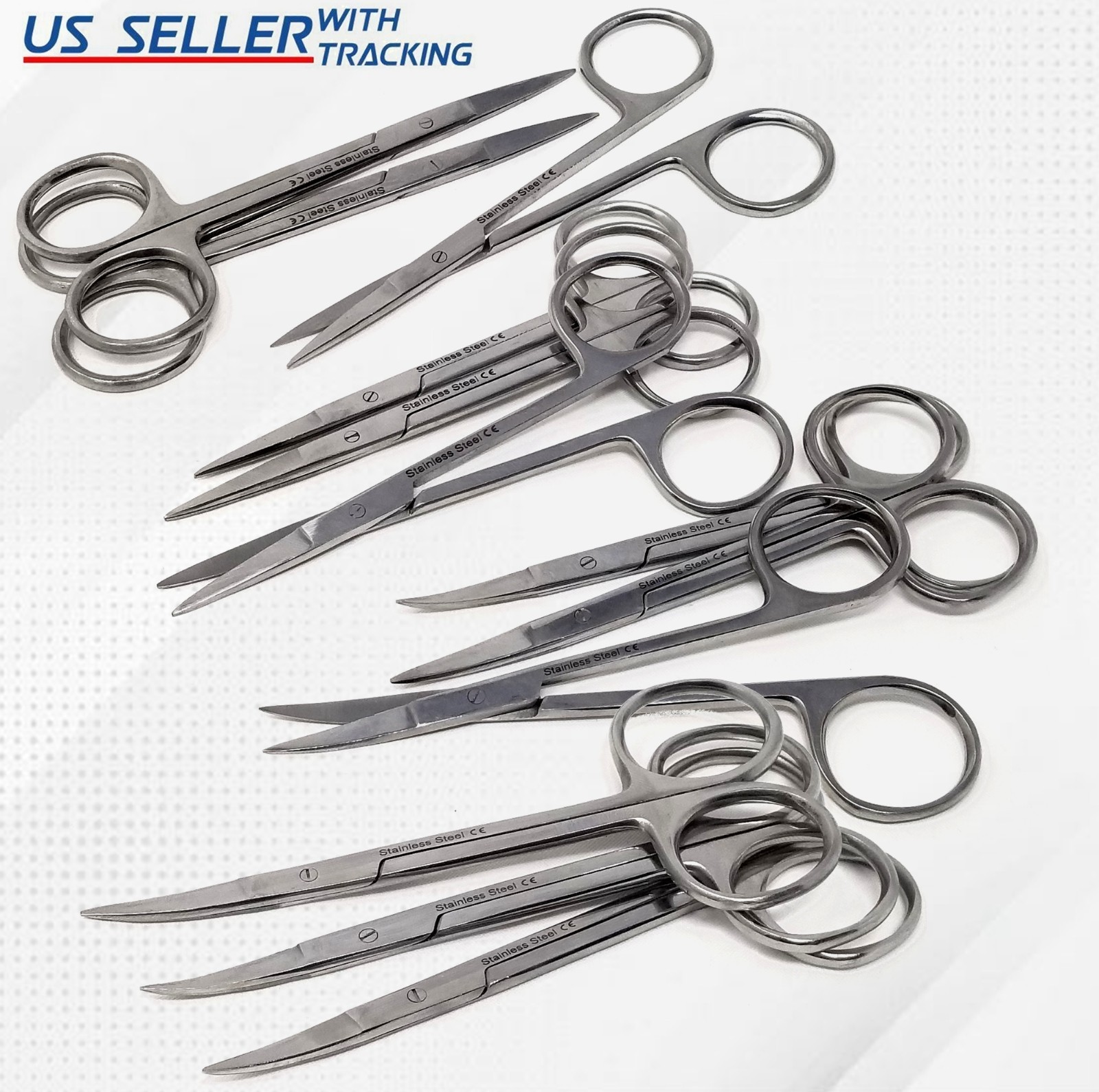 12 Pcs IRIS Scissors 4.5″ Straight + Curved Surgical Dental Instruments New