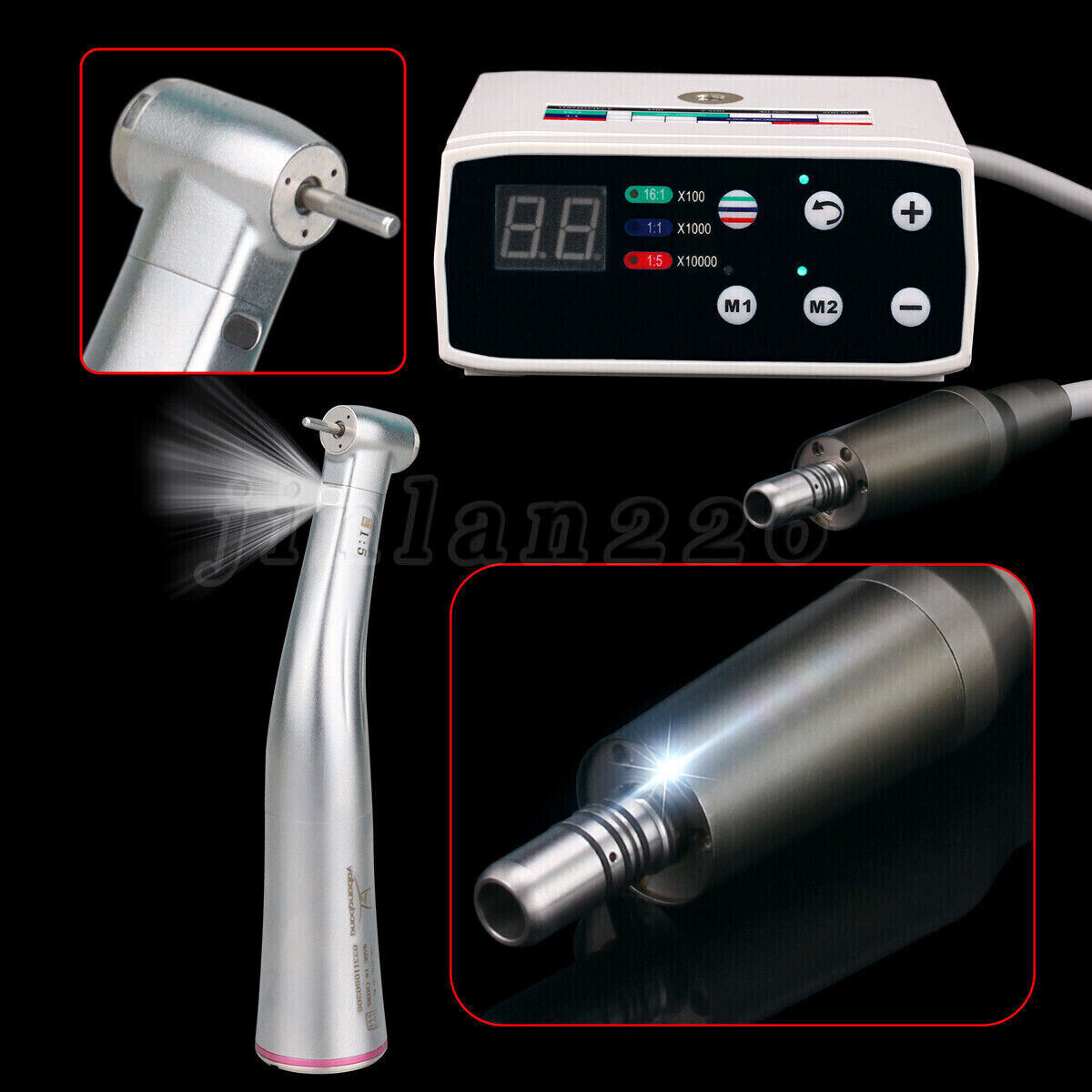 Woodpecker Style Dental Electric Motor Brushless/+1:5 Contra Angle LED Handpiece