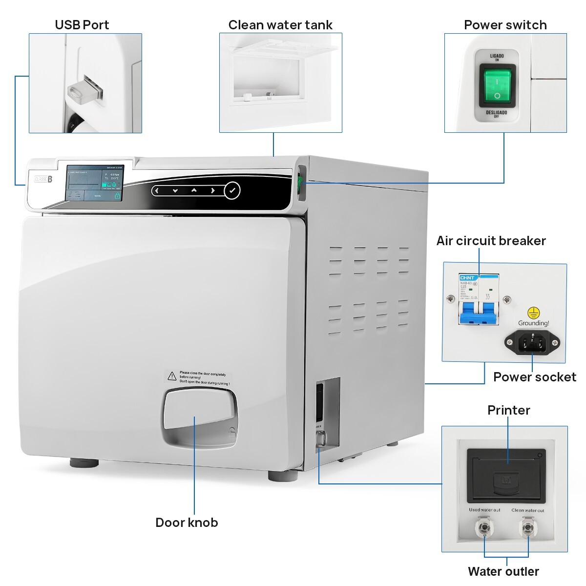Portable Dental Delivery Unit Air Compressor /17L/22L Class B steam sterilizer