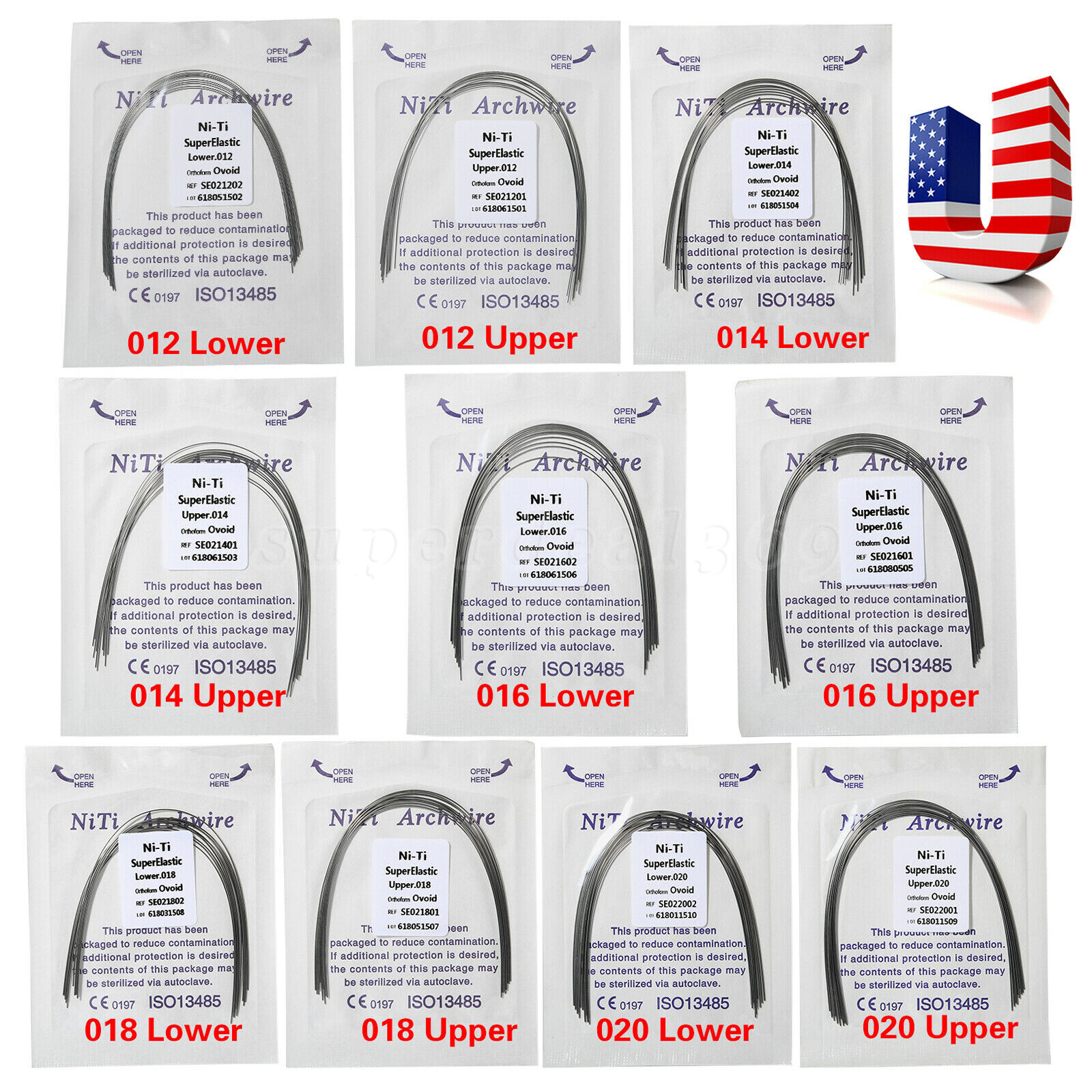 Dental Orthodontic Super Elastic Niti Arch Wire Round Ovoid Form Archwire All