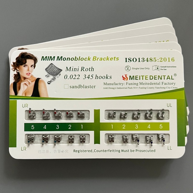 10 Sets Dental Metal Bracket MIM Monoblock Mini Roth 022 345 hooks Mesh Base
