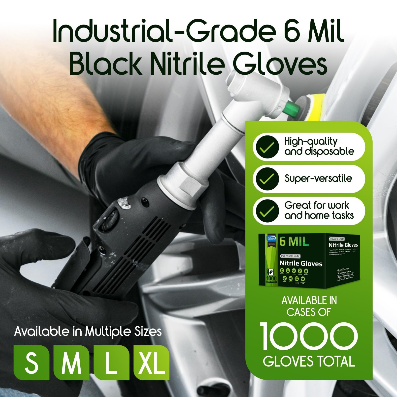 Heavy Duty Disposable Nitrile Gloves | Latex-Free, 6mil Black & 8mil Orange | Fo