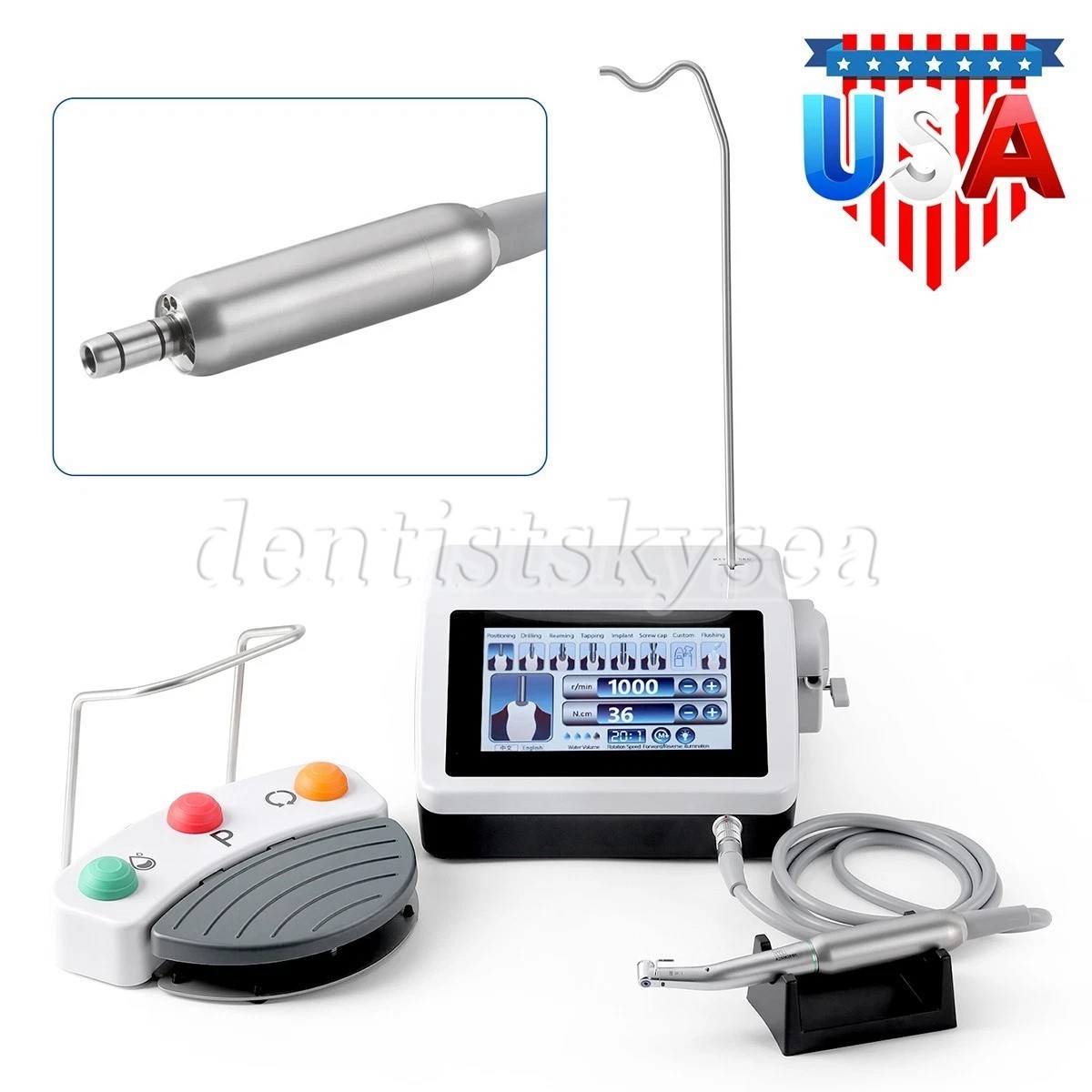 Dental Implant Motor System Surgical Brushless Motor 20:1 Contra Angle UPS