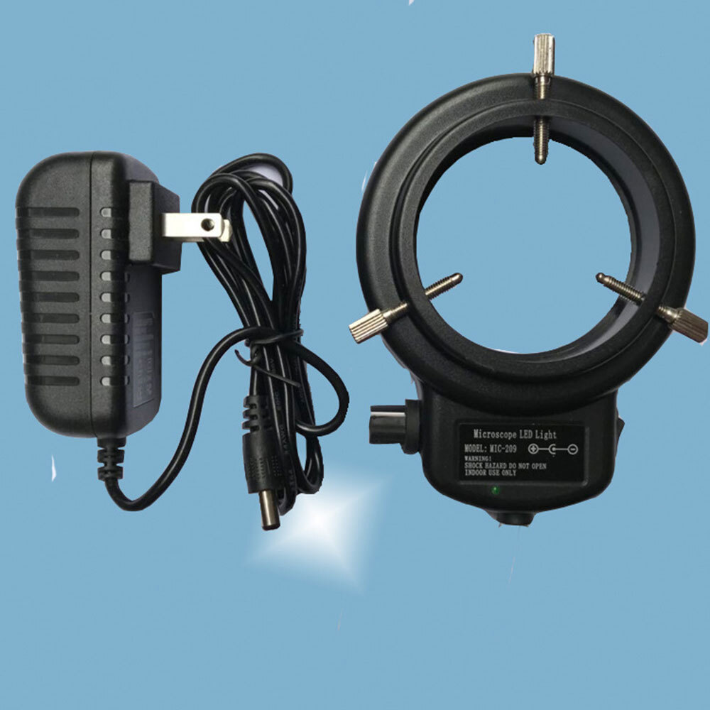 2x 144 LED Bulbs Microscope Ring Light Illuminator Lamp US Plug Adjustable Black