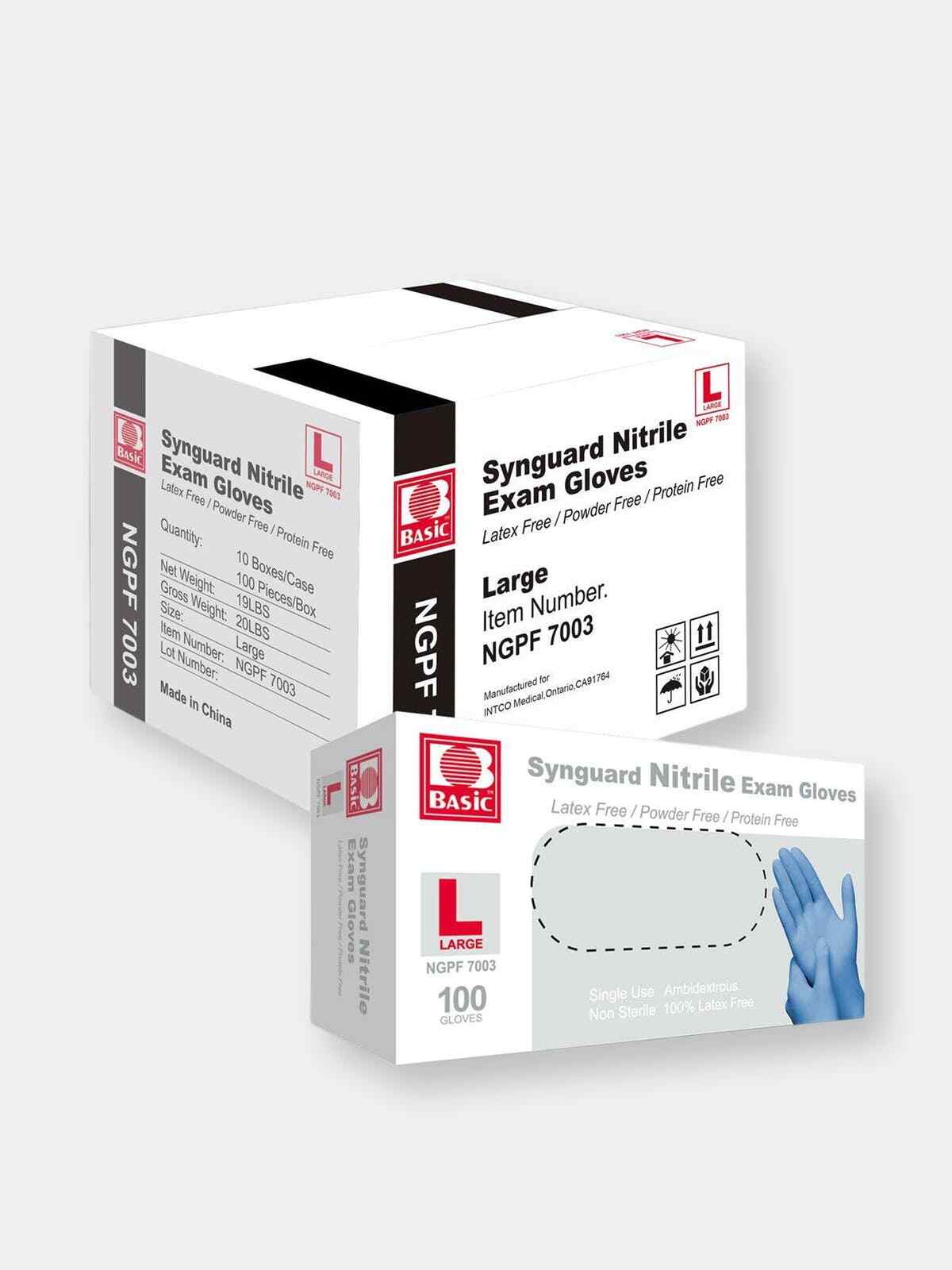 Synguard Nitrile Exam Gloves Powder-Free Blue medium and large (4x 100/Bx)