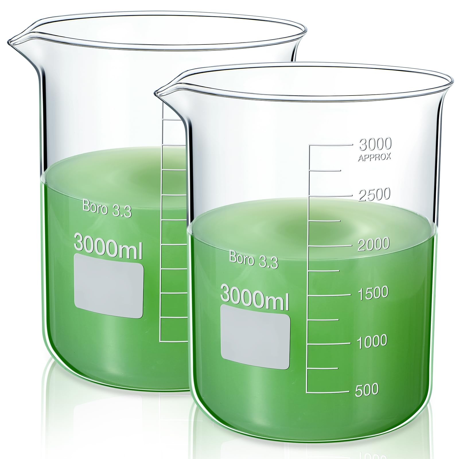 2 Pcs 3000ml Borosilicate Glass Beakers Griffin Low Form Clear Lab Measuring Cup