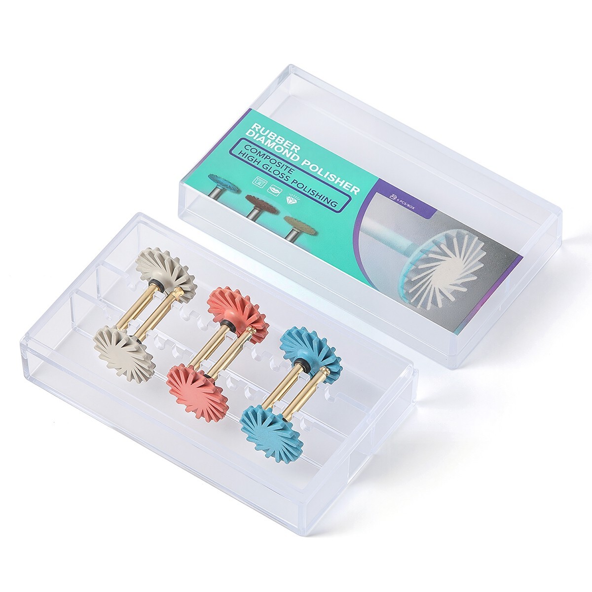 6pc Dental Composite RA Discs 14mm Polishing Wheels Diamond Rubber Rotary Burs