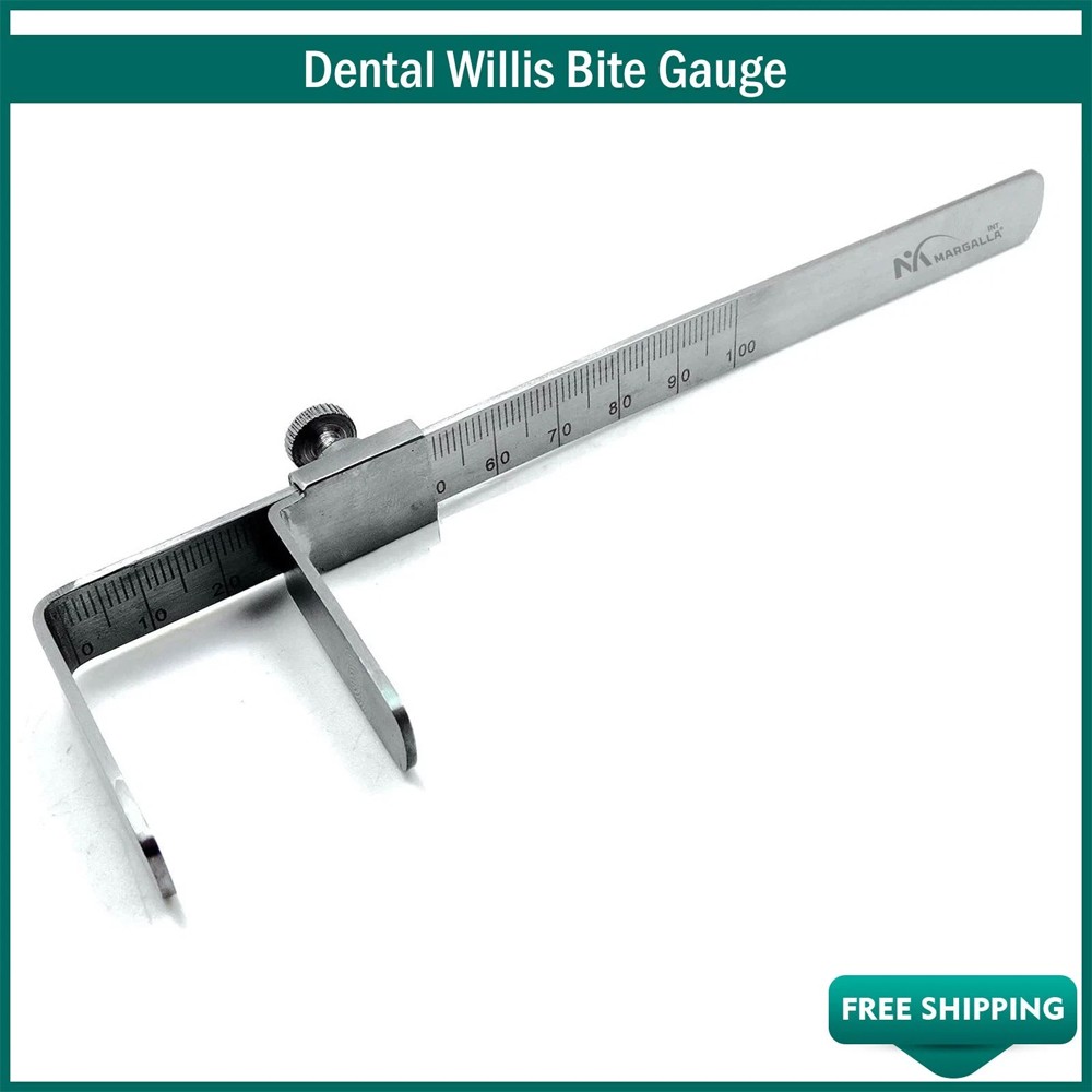 Dental Willis Bite Gauge Stainless Steel Ortho Dental Vertical Measurement Ruler