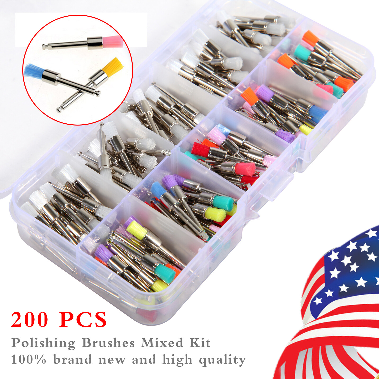 Dental Nylon Materials Closure Flat Polishing Polisher Prophylaxis Brushes