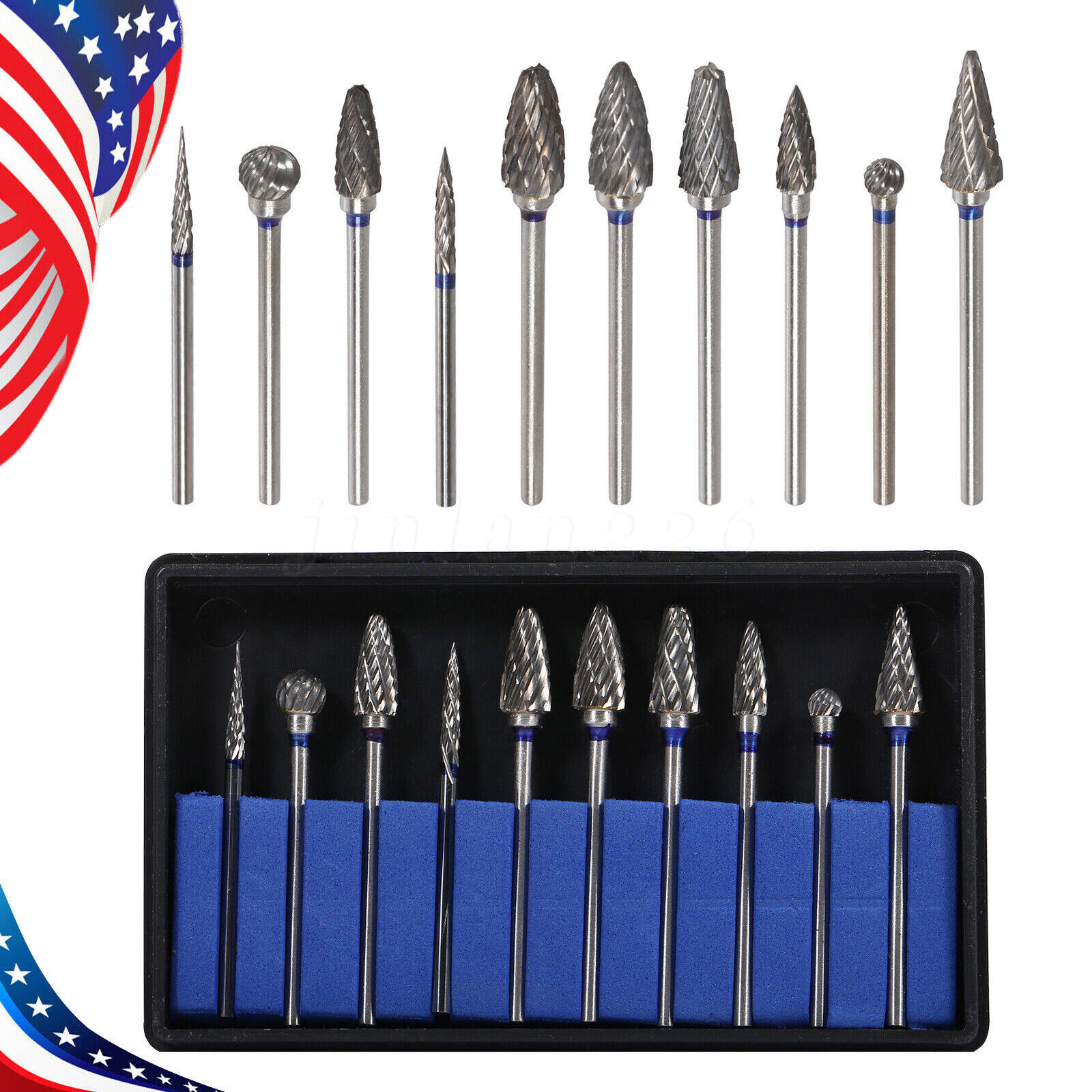 10 Pcs HP Tungsten Steel Carbide Cutter Dental Denture Burs Lab Drill Polisher P