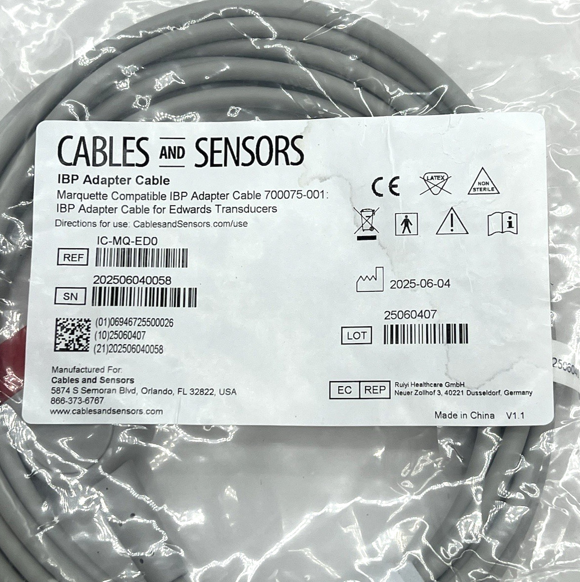 Cables and Sensors Marquette compatible IBP Adapter Cable 700075-001