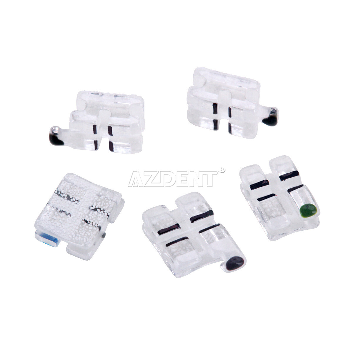 AZDENT Dental Orthodontic Clear Ceramic Brackets Braces Mini Roth.022 Hooks 345