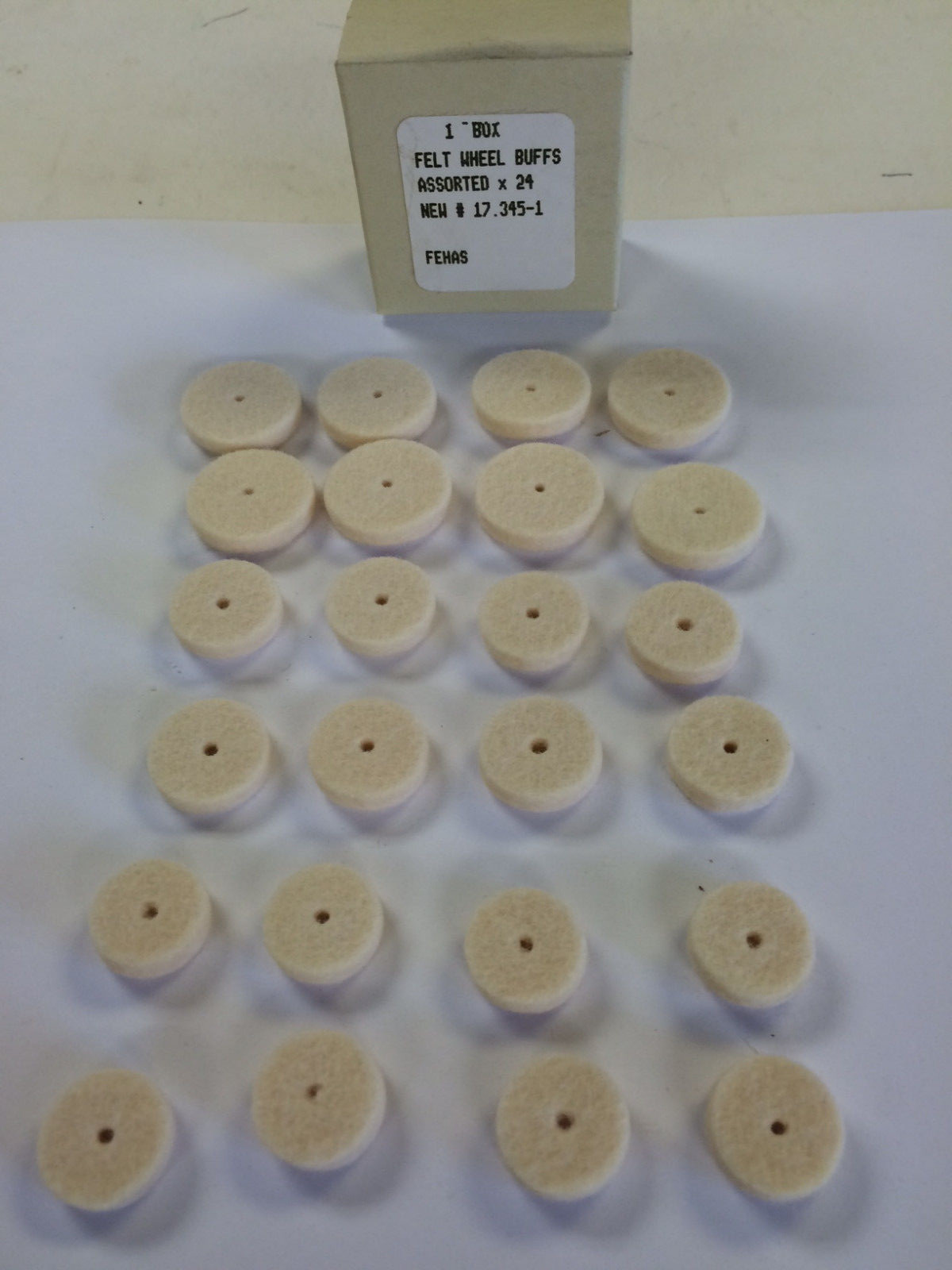 Soft Felt Buff Polishing Wheels Grobet 17.345-1 Assorted Sizes, Box Of 24