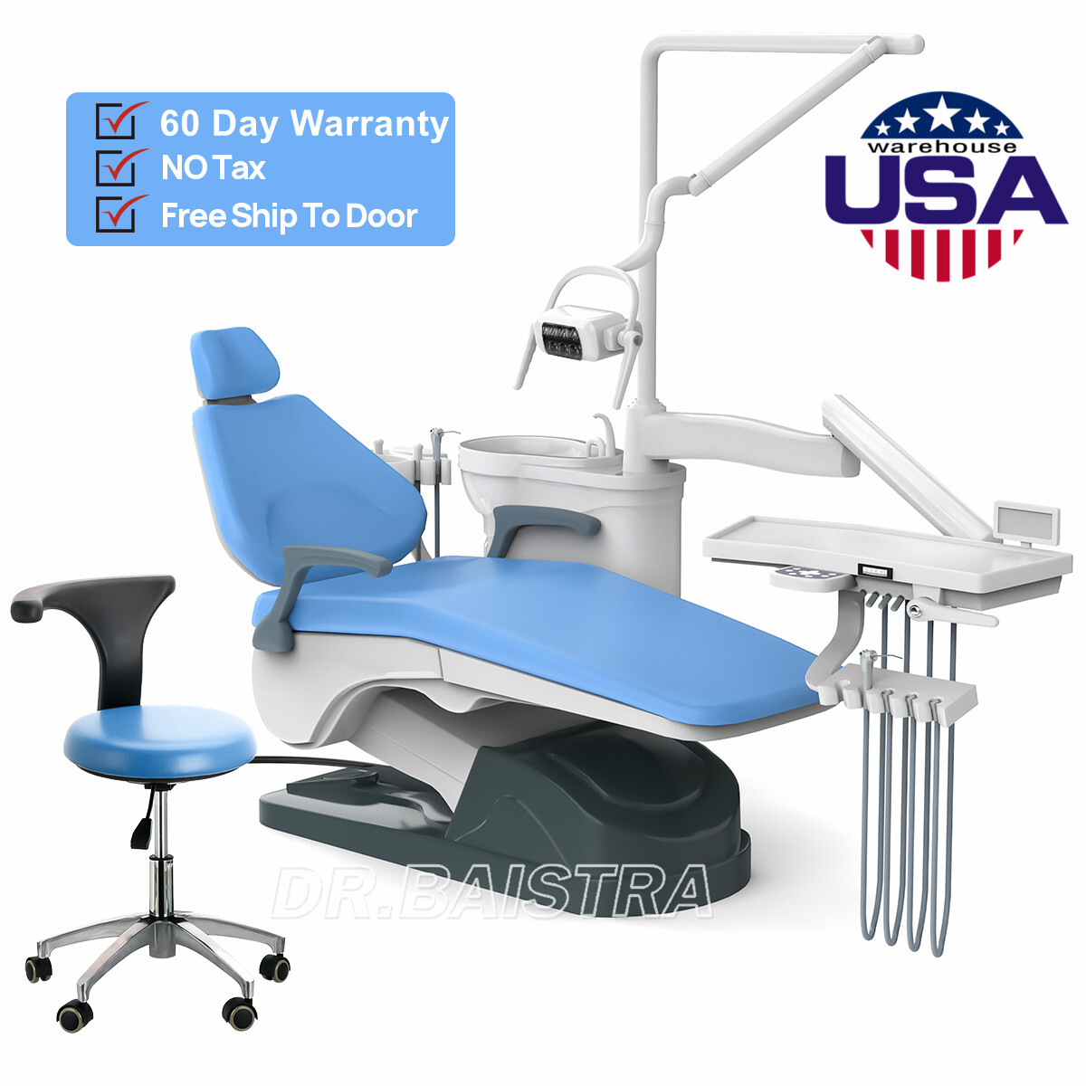 Dental Unit Chair DC Motor Computer Controlled PU Hard Leather Doctor ‘s Stool