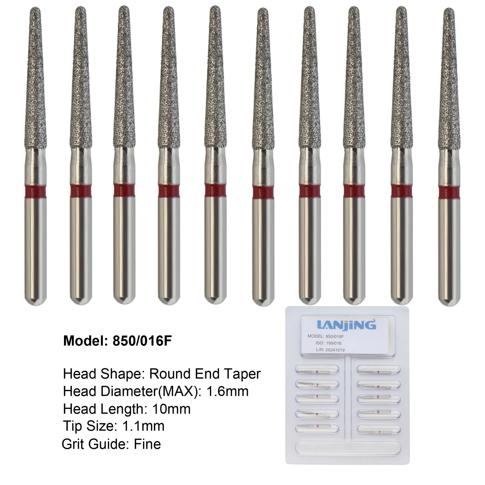 Dental Diamond Burs FG Round End Taper Super Coarse Fine Grit High Speed 856 850