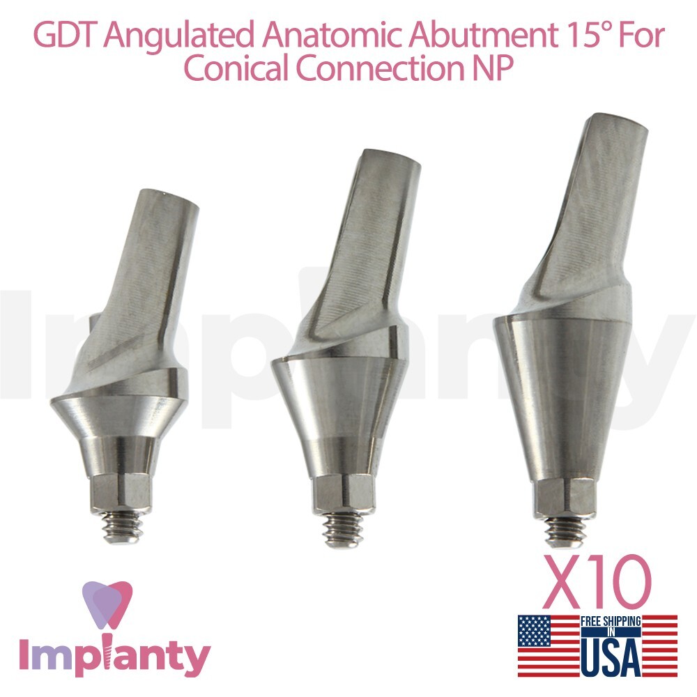 10X GDT Anatomic Angled Prosthetic 15° Conical Connection Narrow Platform Dental