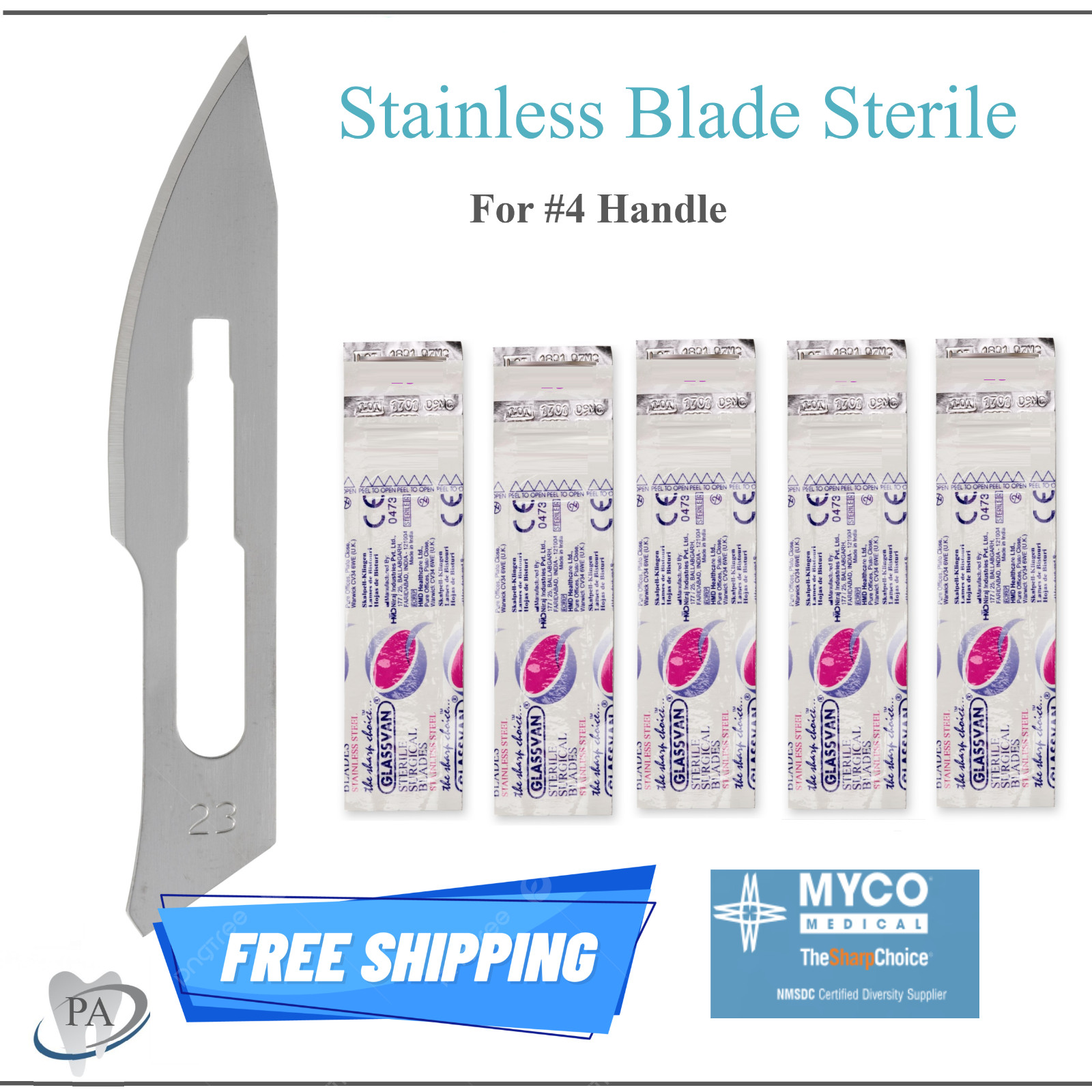 Dental GLASSVAN 3001T-15C Surgery Blades, 15C, Carbon, Steel Baldes, 10- 100/bx