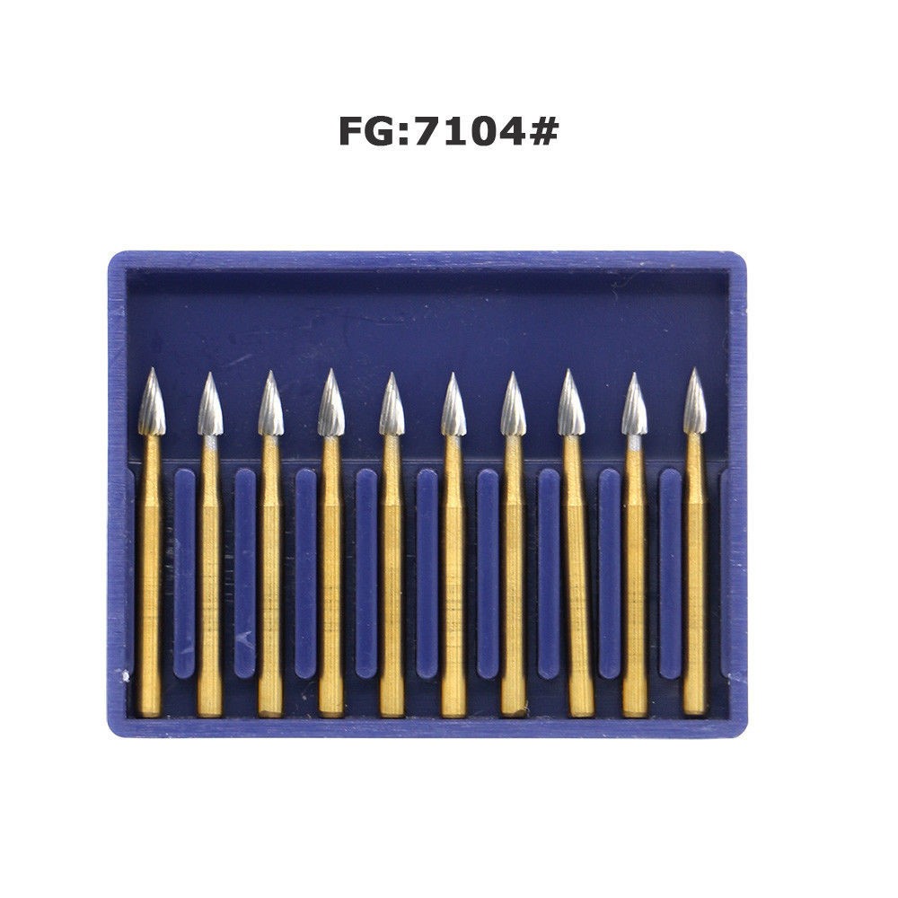 Dental Carbide Burs FG-7108 7104 7106 12 Blade Flame Polishing Finishing FG Burr