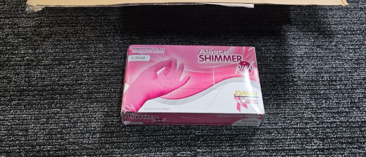 (QTY 1000)Dash Medical PNK100XS Alasta Nitrile Exam Gloves PF Pink Extra Small
