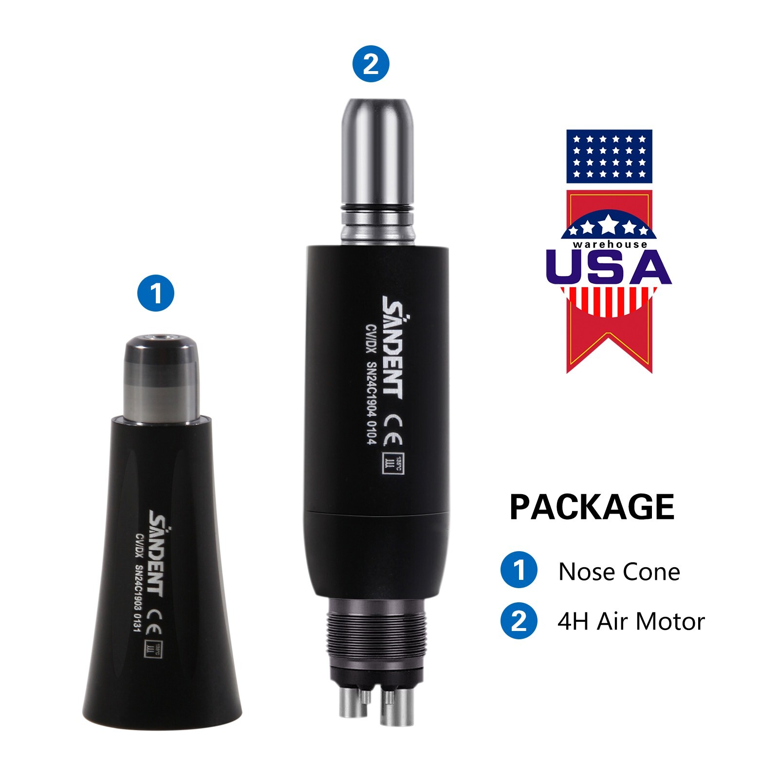 360° Swivel Dental Hygiene Prophy Handpiece Air Motor 4Holes 4:1 Nose Cone 135°C