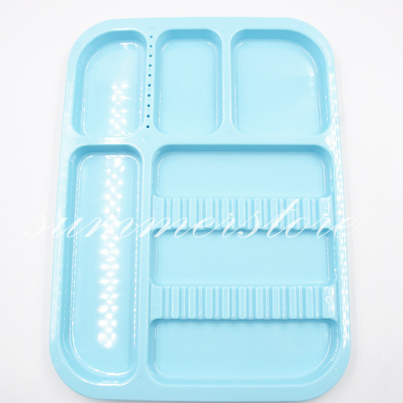 2 Pcs Pink+Blue Dental 135ºC Autoclavable Plastic Divided Type Separate Trays