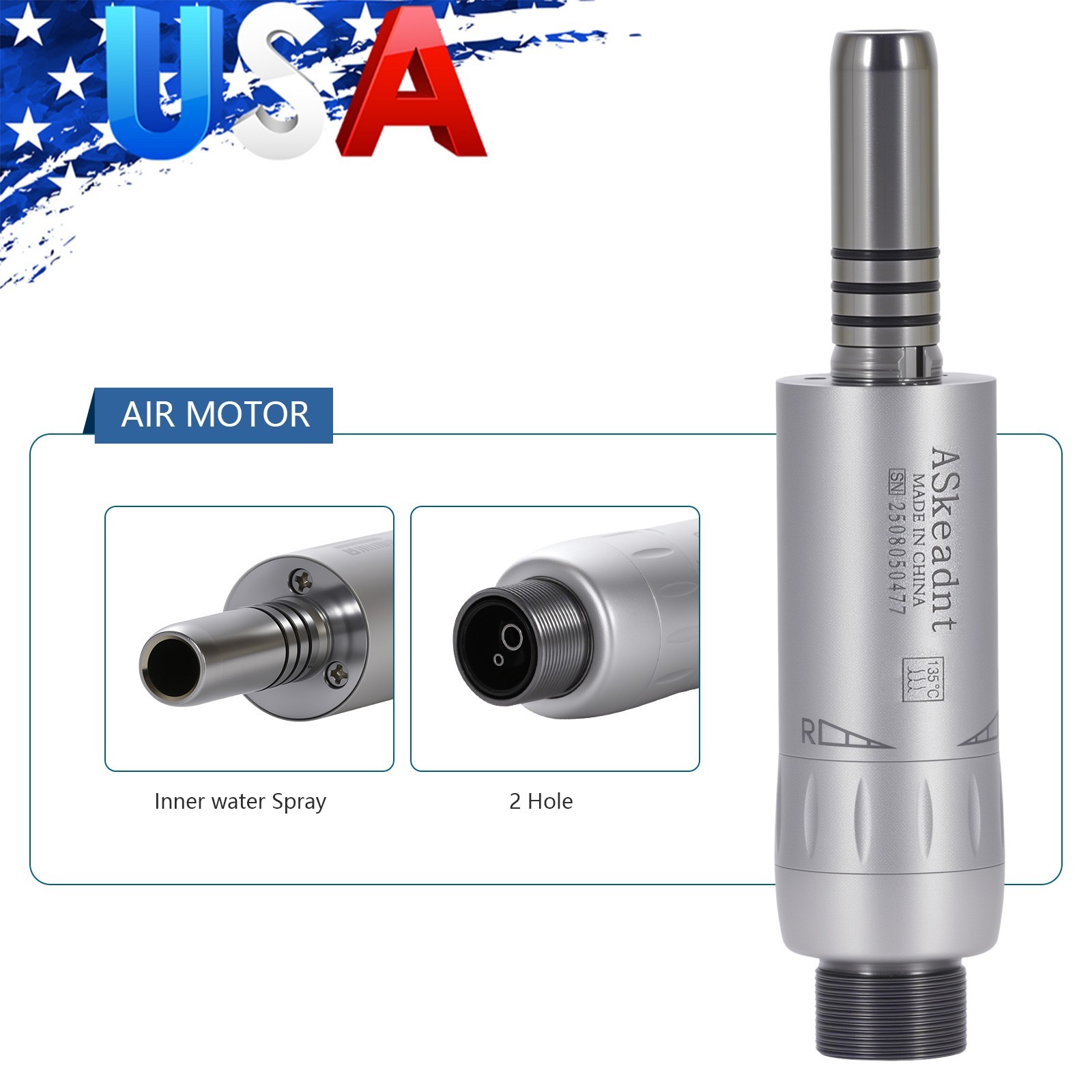 ASK Dental Internal Water Low Speed Air Motor Handpiece E-type 2 Hole For NSK