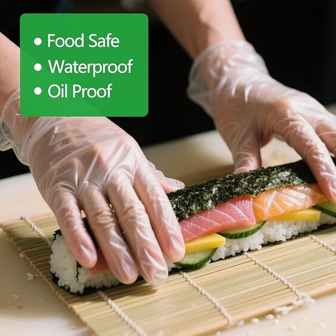 Disposable Vinyl Gloves, Food Safe, Latex-Free Powder-Free Clear Plastic Gloves