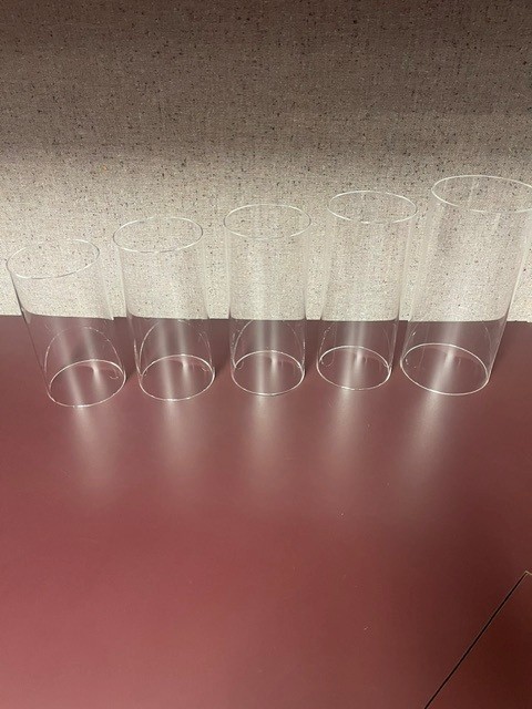 Quartz Glass Tubing 3″- 9.5″ x 4″ dia and 10 1/8″ x 4 3/4″ -sold in lots of 2