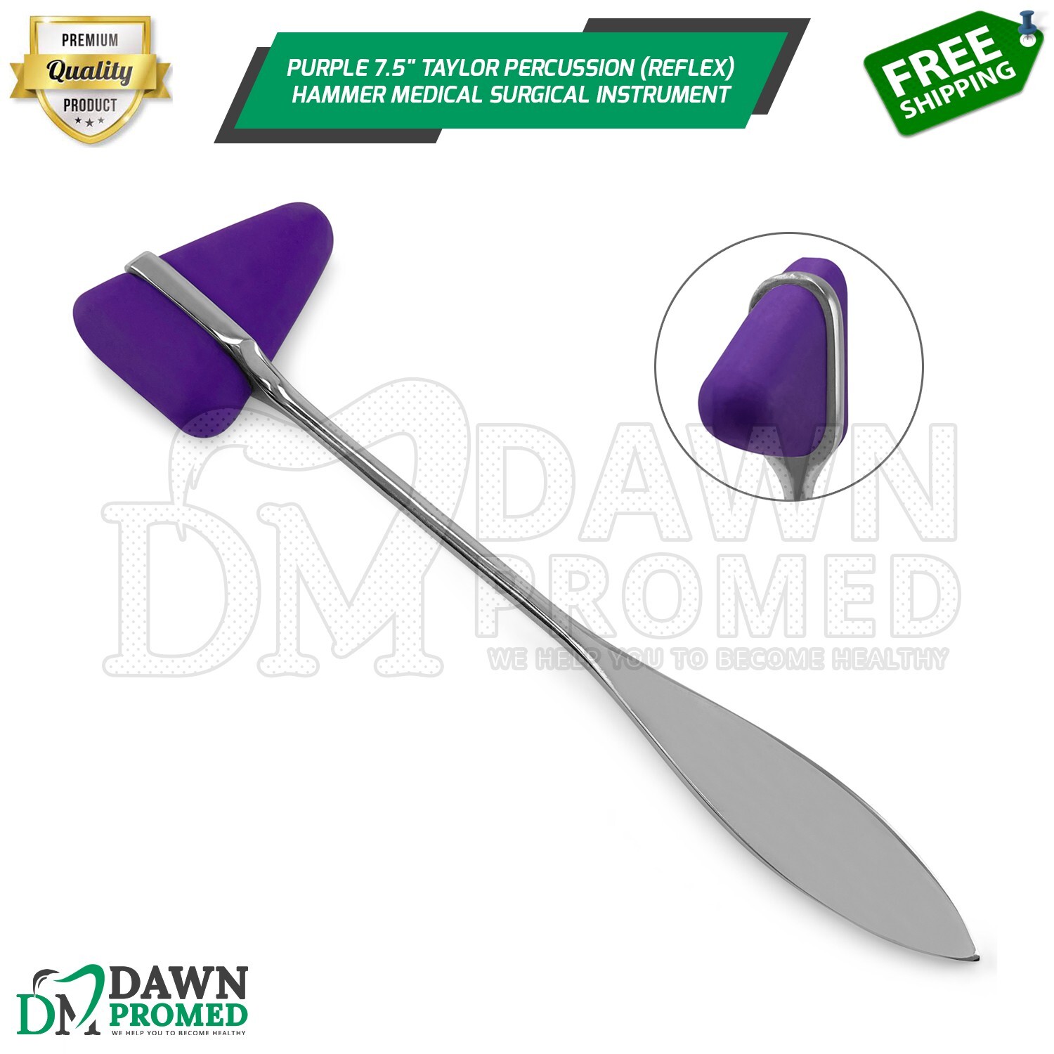 Purple 7.5″ Taylor Percussion (Reflex) Hammer Medical Surgical Inst German Grade
