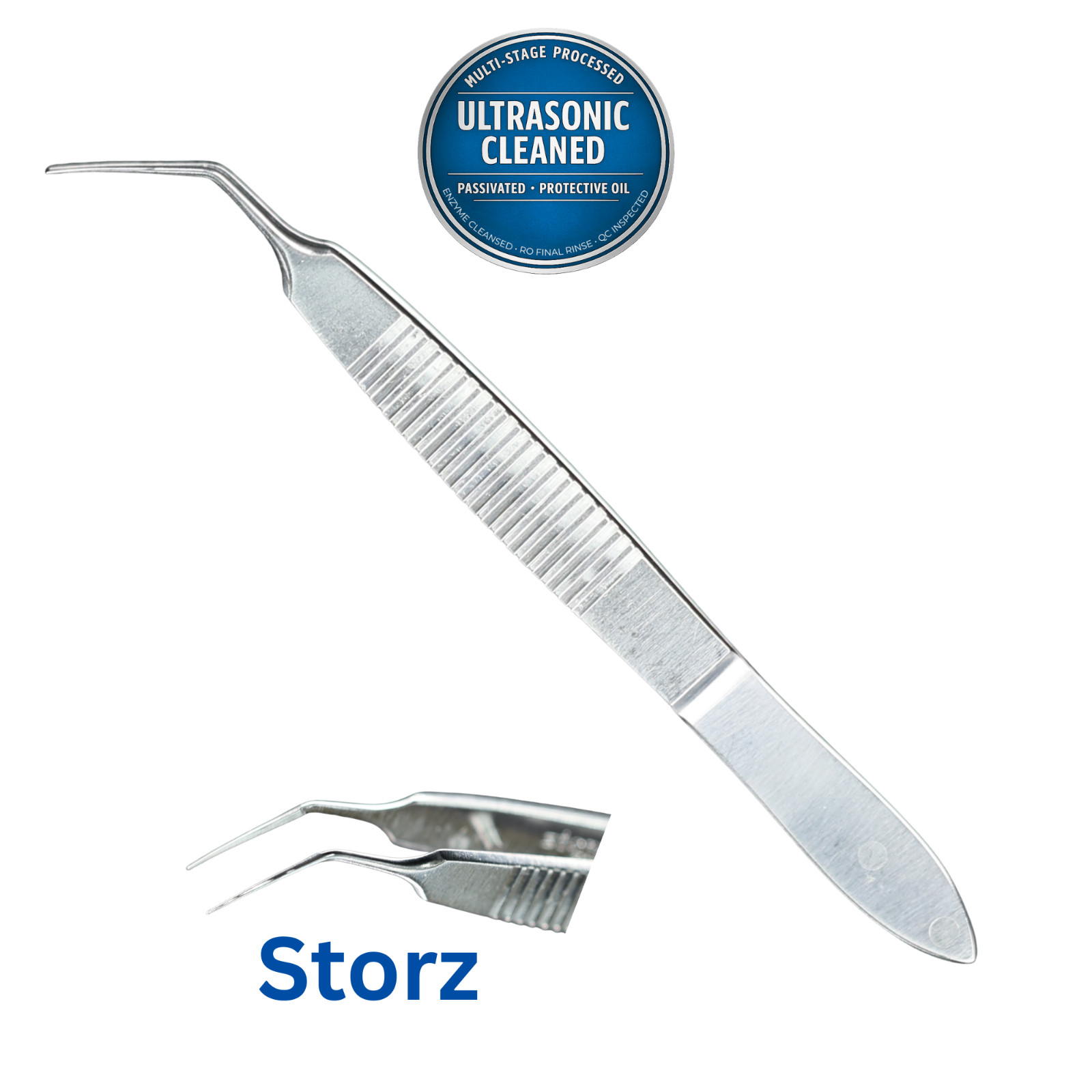 Storz E1815AB Bechert-McPherson Forceps, Smooth, Delicate, Angled 45°, 3.25″