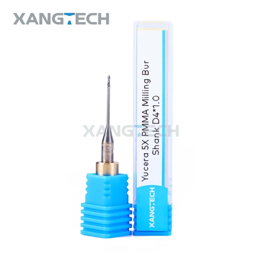 Yucera 5X PMMA Milling Burs Shank D 4mm Tools 0.6/1.0/2.0mm Cutters for Wax