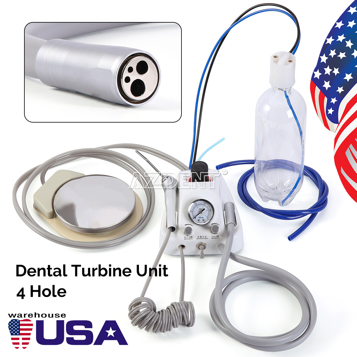 Portable Dental Turbine Unit 4 Hole with Air Compressor/High Low Speed Handpiece
