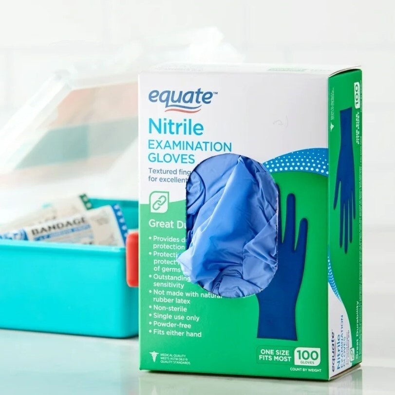 Nitrile Exam Gloves, One Size Fits Most, 100-Count Box