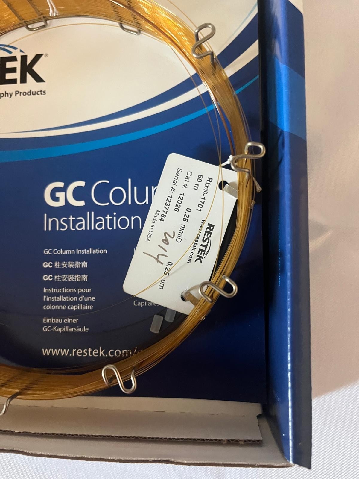 Restek Rtx-1701 GC Column 60m 0.25mm 0.25um Cat 12026 Gas Chromatography Box