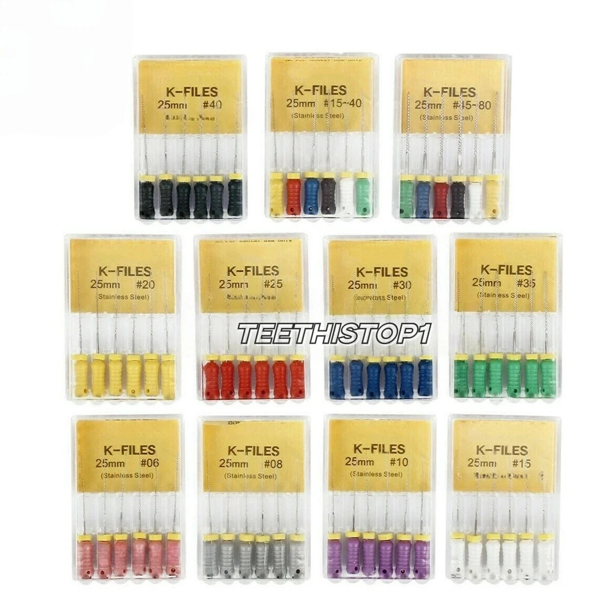 6 pcs Dental Stainless Steel Endodontic Root Canal K-Files 21/25/31mm Hand Use