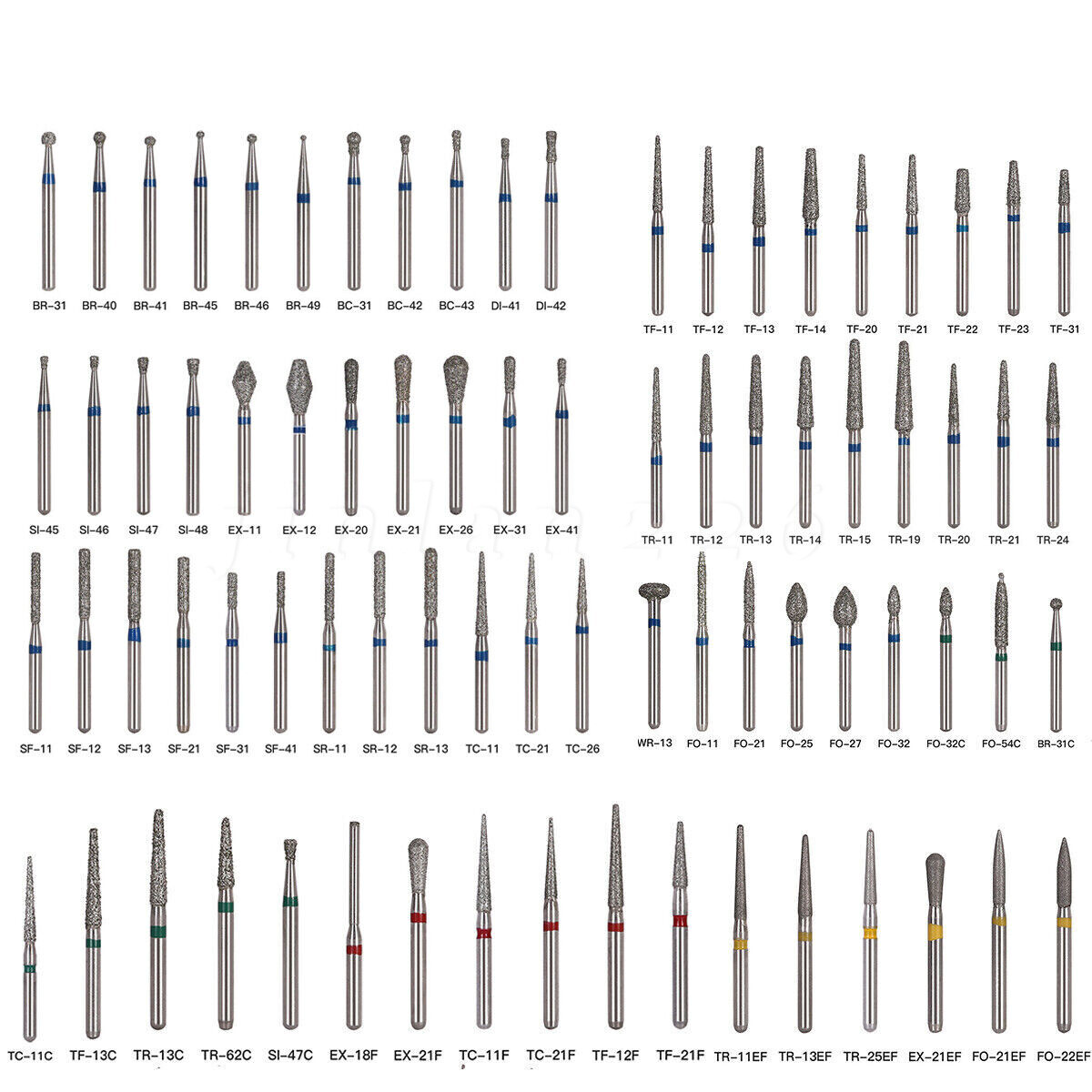 50 pcs Dental Diamond Ball Round burs Medium FG 1.6mm for High Speed Handpiece