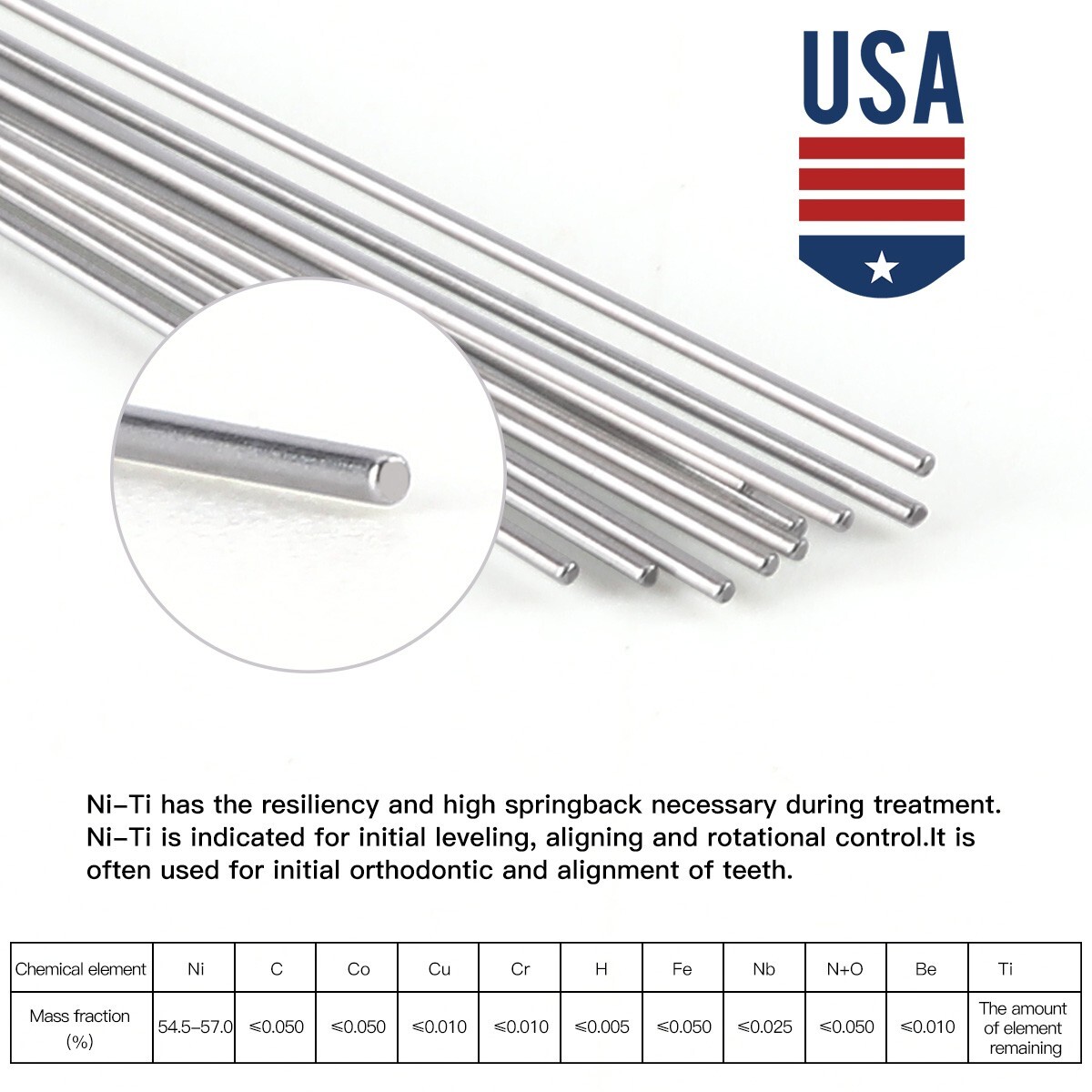 AZDENT Dental Orthodontic Arch Wire Super Elastic NiTi Ovoid Round Rectangular