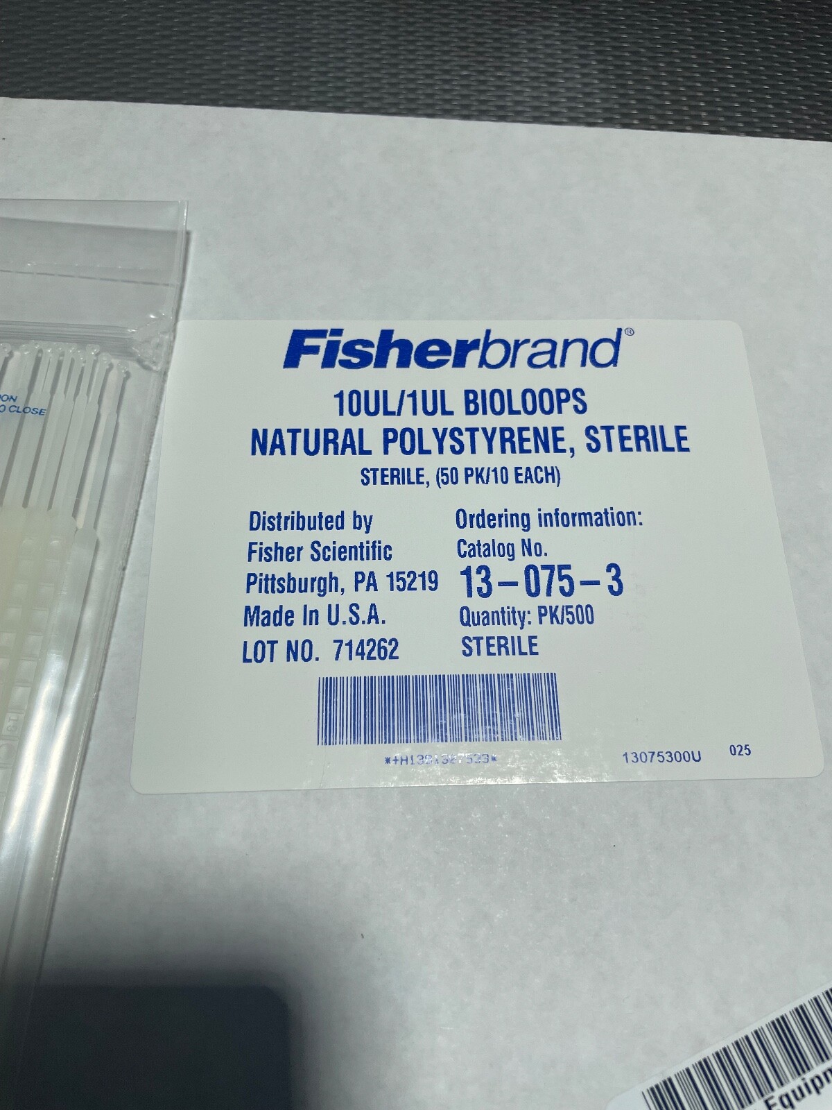 NEW FISHERBRAND NATURAL STERILE 10UL/1UL BIOLOOPS 13-075-3 / (50 pk/10 each)