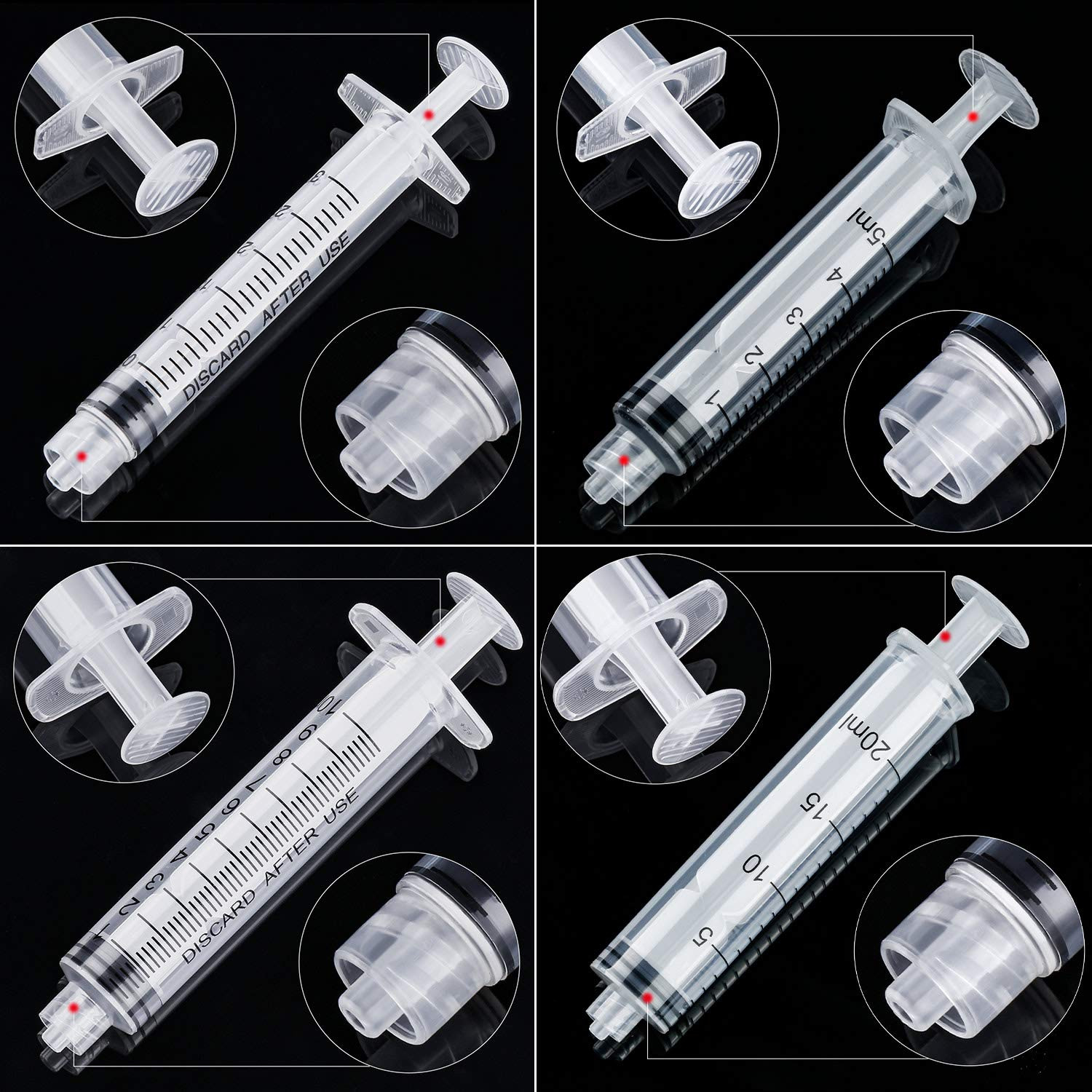 Tecunite 20 Pack Syringe without Needle, Plastic Curved Syringes for Epoxy Resin