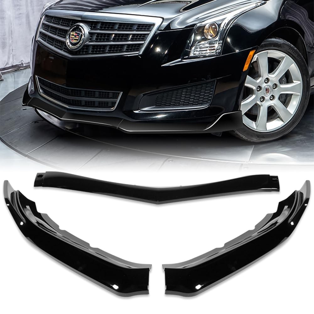 Front Bumper Lip Spoiler fits Cadillac ATS 2013-2014 Painted Black ABS