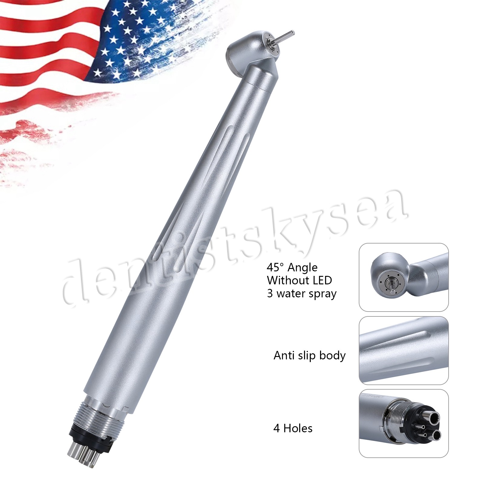 4 Holes Dental Surgical 45 Degree High Speed Handpieces Push Button Single Spray