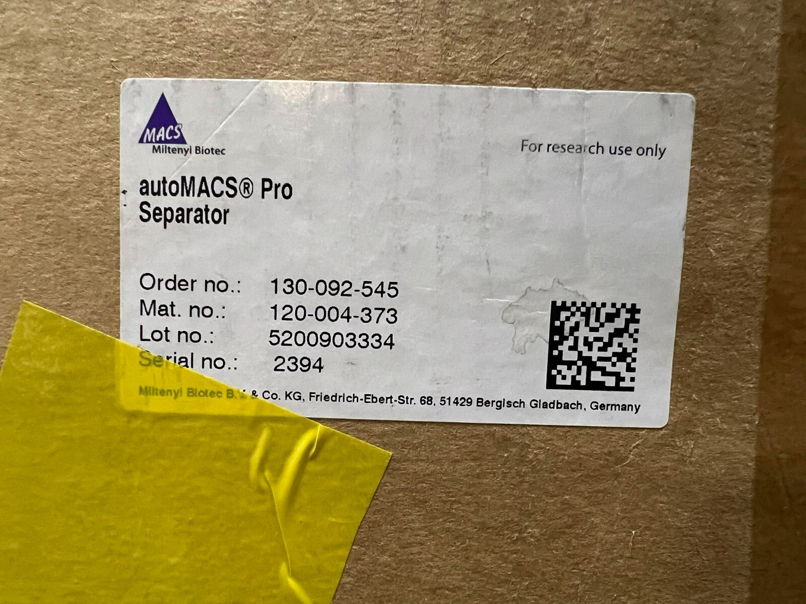 Miltenyi Biotec autoMACS Pro Separator MACS 130-092-545 w/MiniSampler Automated